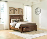 Zackaryn Warm Brown Queen Panel Storage Bed
