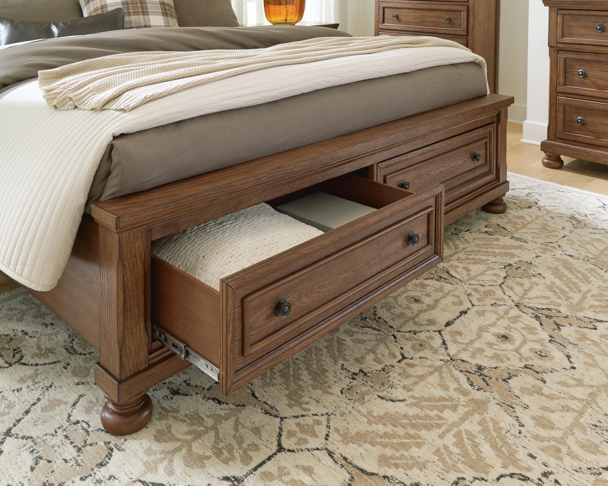 Zackaryn Warm Brown Queen Panel Storage Bed