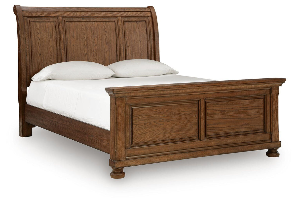 Zackaryn Warm Brown Queen Sleigh Bed (Online Special Price)