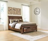 Zackaryn Warm Brown Queen Sleigh Storage Bed