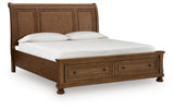 Zackaryn Warm Brown California King Sleigh Storage Bed