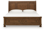 Zackaryn Warm Brown California King Sleigh Storage Bed