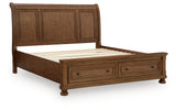 Zackaryn Warm Brown California King Sleigh Storage Bed