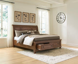 Zackaryn Warm Brown California King Sleigh Storage Bed