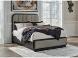 Rowanbeck Gray/Black Queen Upholstered Panel Bed - Ornate Home