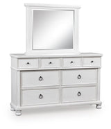 Chadworth Antique White Dresser and Mirror