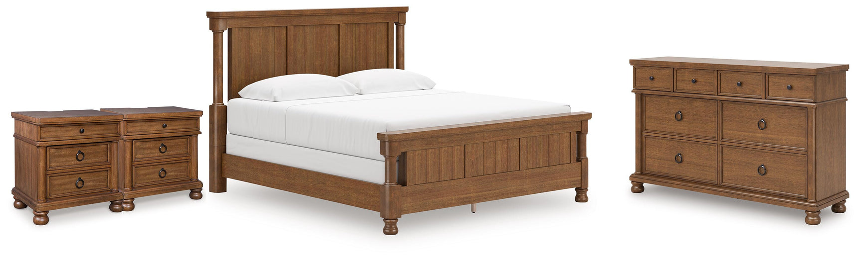 Rowlenstown Brown King Poster Bed, Dresser and 2 Nightstands (Online Special Price)
