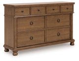 Rowlenstown Brown King Poster Bed, Dresser and 2 Nightstands (Online Special Price)