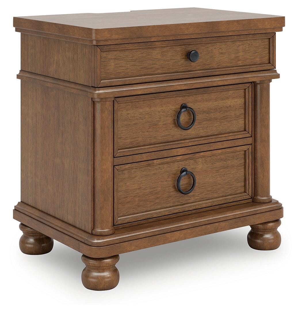 Rowlenstown Brown King Poster Bed, Dresser and 2 Nightstands (Online Special Price)
