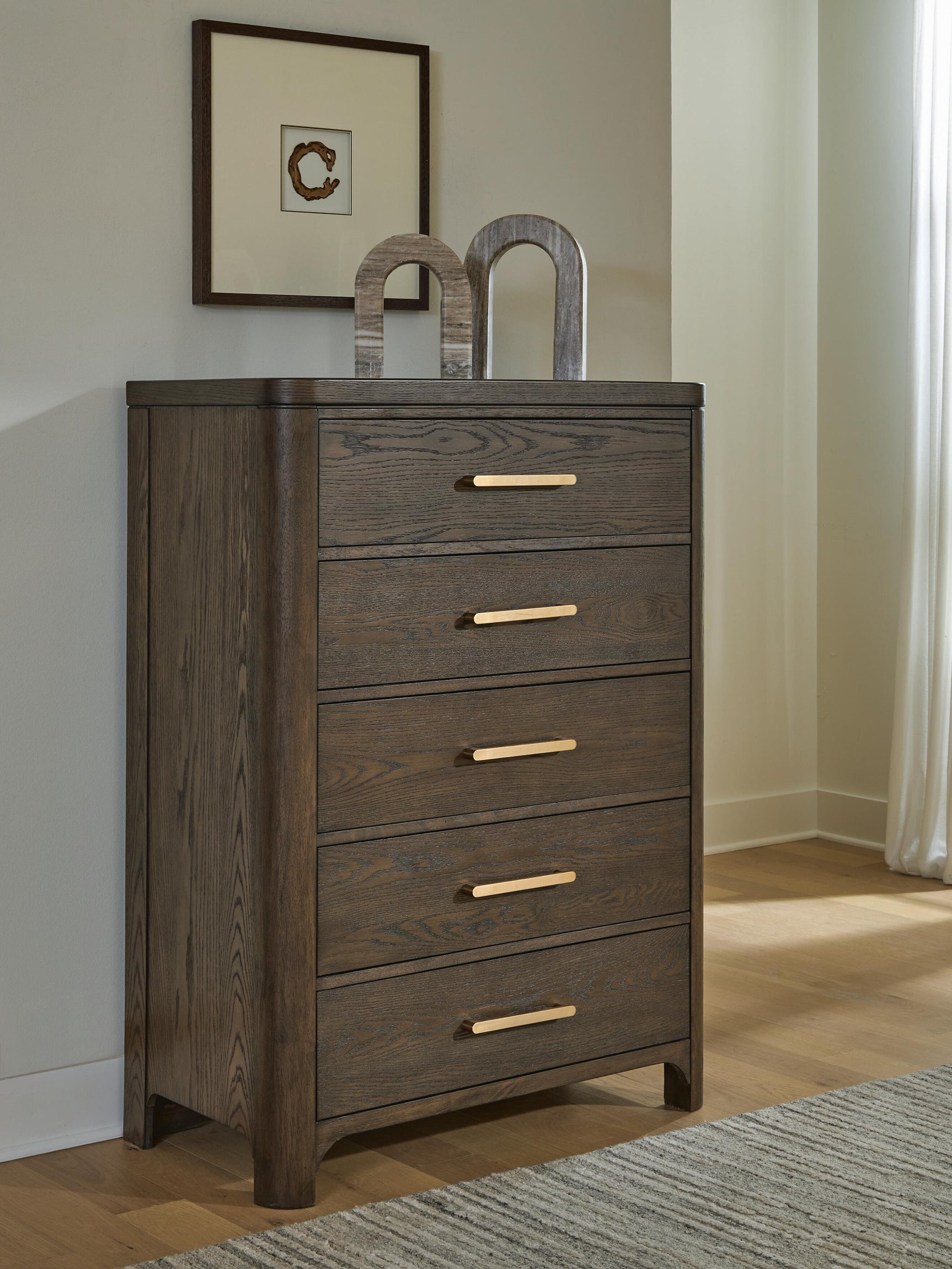 Radkin Burnished Brown Five Drawer Chest (Online Special Price)