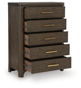 Radkin Burnished Brown Five Drawer Chest (Online Special Price)