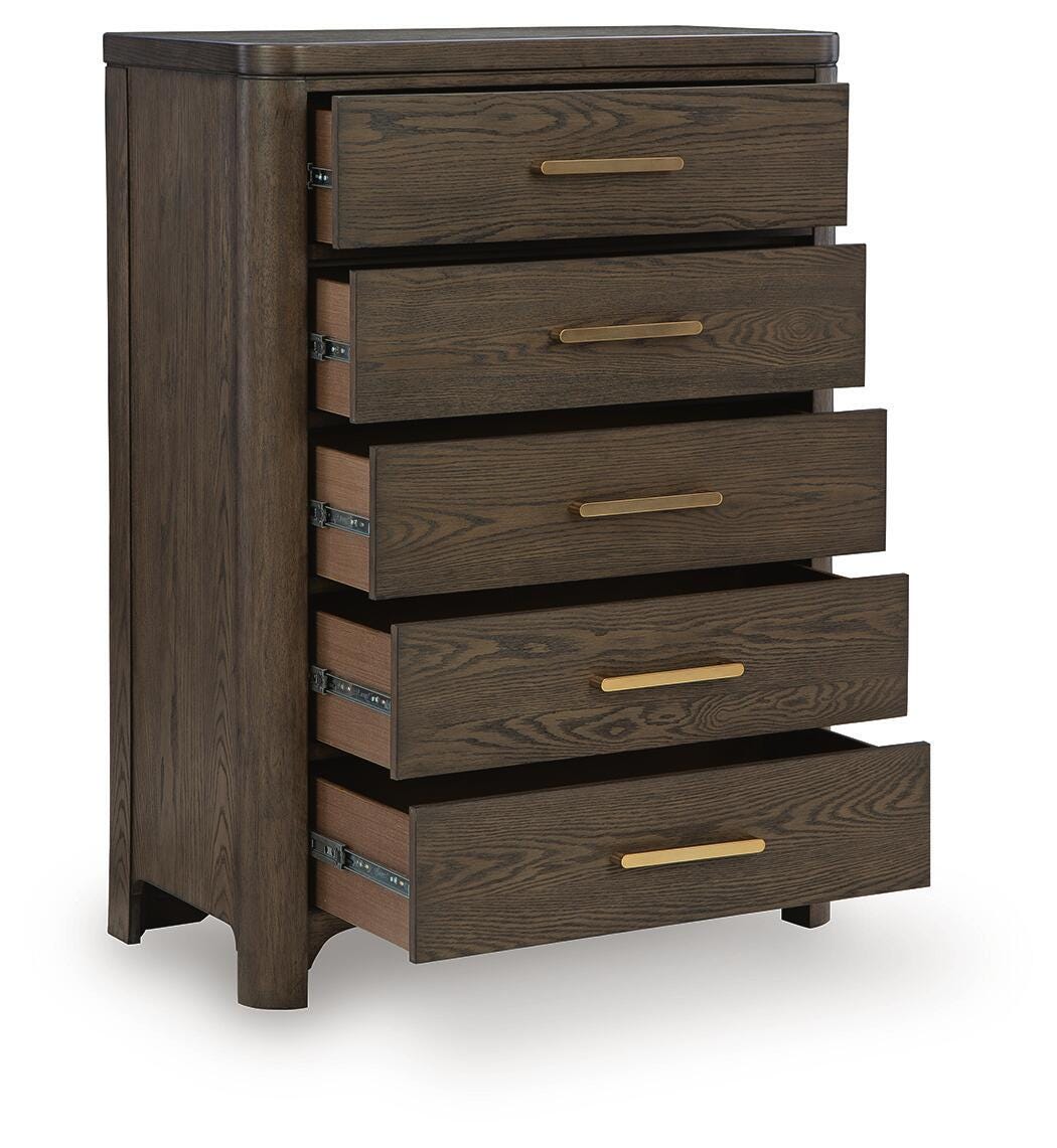 Radkin Burnished Brown Five Drawer Chest (Online Special Price)