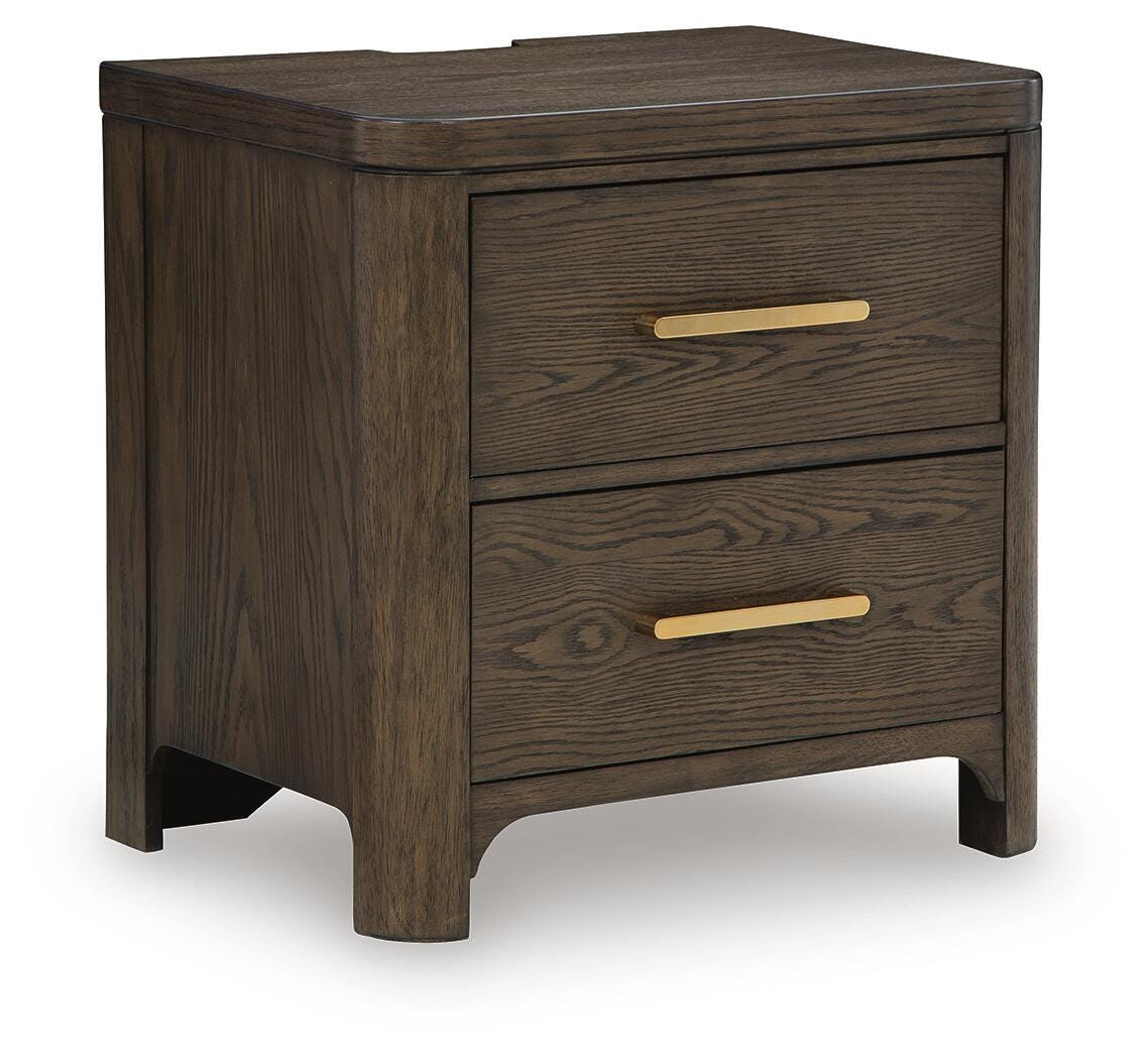 Radkin Burnished Brown Two Drawer Nightstand