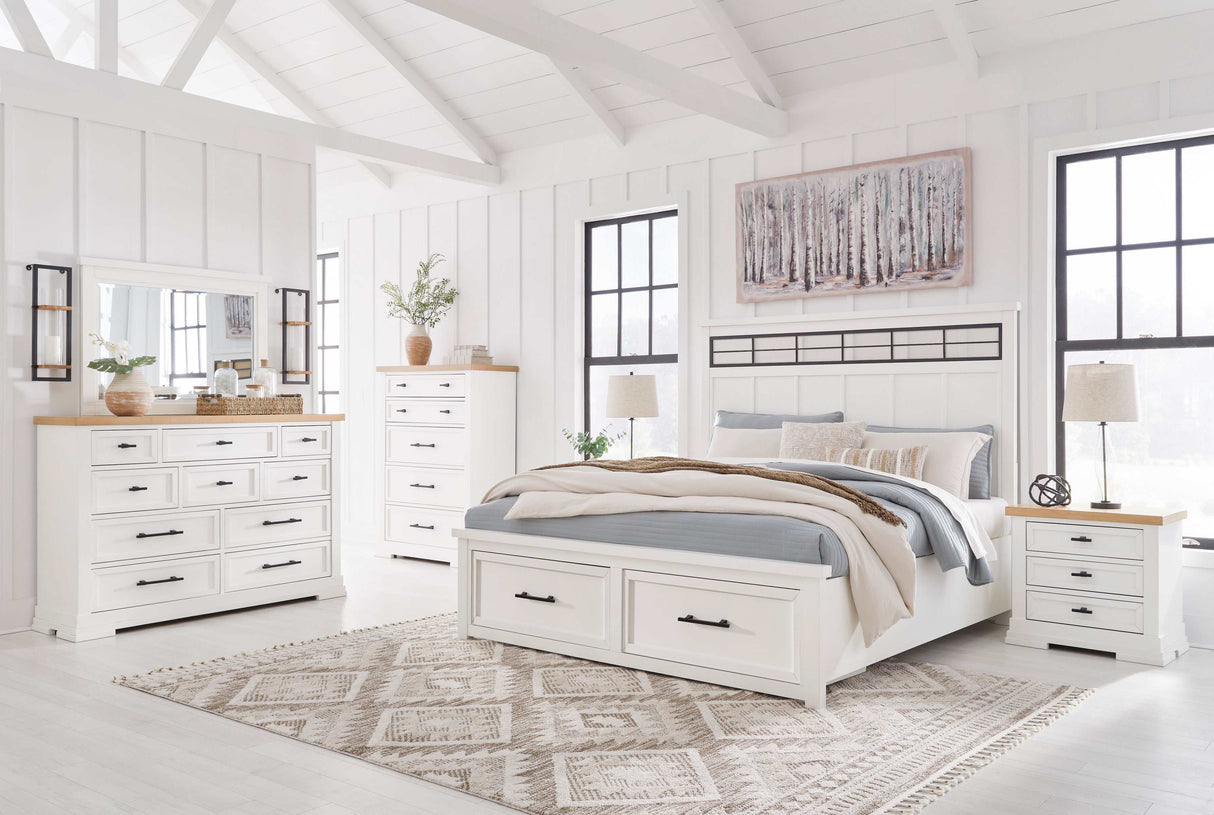 Ashbryn White Queen Panel Storage Bed - Ornate Home