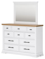 Ashbryn White/Natural Queen Panel Storage Bedroom Set with Dresser and Mirror - Ornate Home