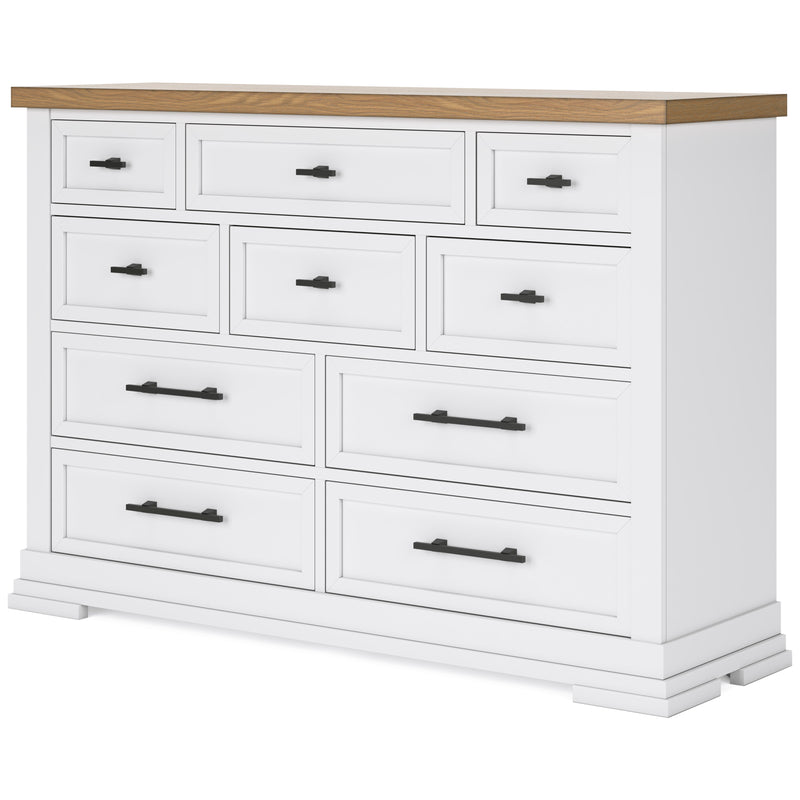 (Online Special Price) Ashbryn White/Natural Dresser w/ 10 Drawers - Ornate Home