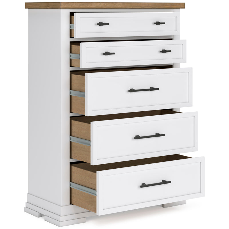 (Online Special Price) Ashbryn White/Natural Chest of Drawers - Ornate Home