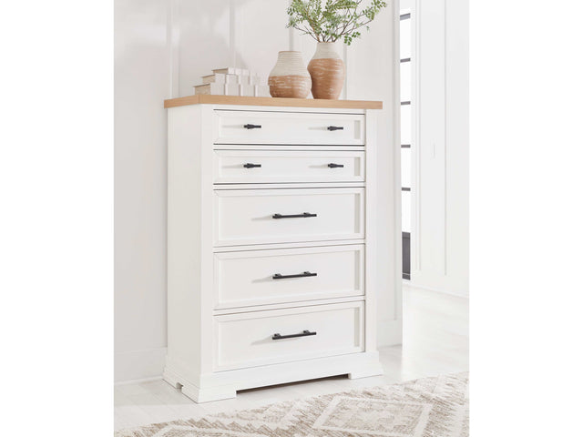 Ashbryn White/Natural Chest of Drawers - Ornate Home