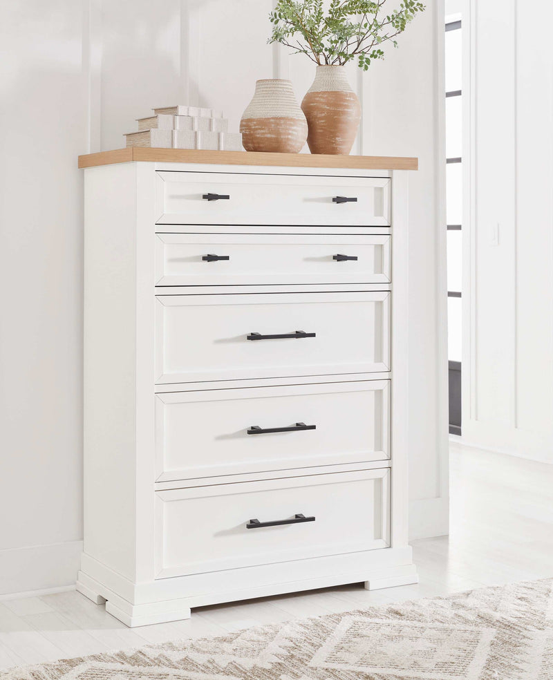 Ashbryn White/Natural Chest of Drawers - Ornate Home