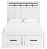 Ashbryn White/Natural Queen Panel Storage Bedroom Set with Dresser and Mirror - Ornate Home