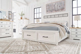 Ashbryn White/Natural Queen Panel Storage Bedroom Sets - Ornate Home