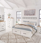 Ashbryn White/Natural Queen Panel Storage Bedroom Sets - Ornate Home