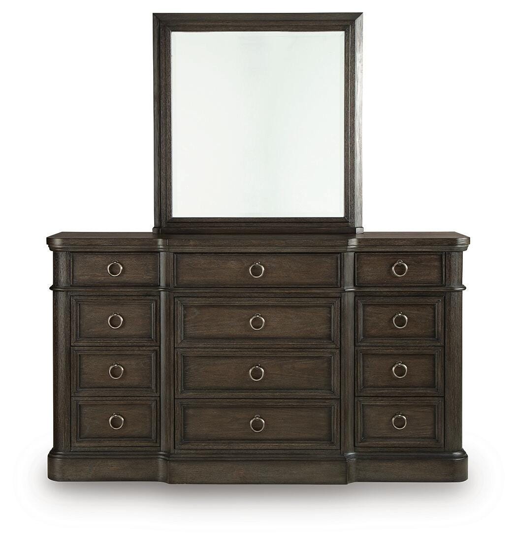 Wickenger Dark Brown Dresser and Mirror