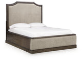 Wickenger Dark Brown Queen Upholstered Panel Bed