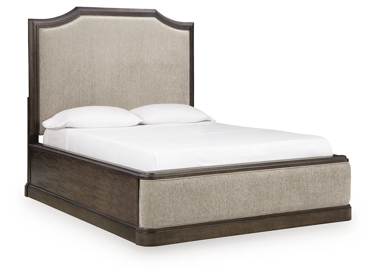 Wickenger Dark Brown Queen Upholstered Panel Bed