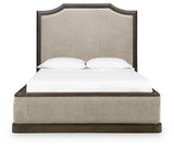 Wickenger Dark Brown Queen Upholstered Panel Bed