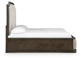 Wickenger Dark Brown Queen Upholstered Panel Bed