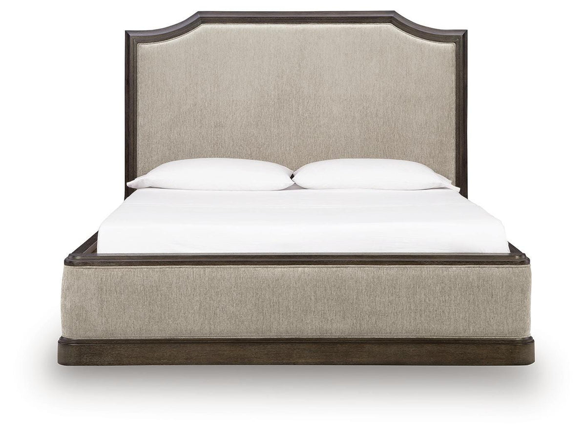 Wickenger Dark Brown King Upholstered Panel Bed