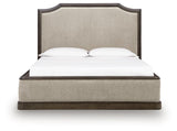Wickenger Dark Brown California King Upholstered Panel Bed