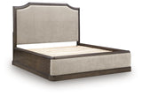 Wickenger Dark Brown King Upholstered Panel Bed