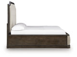 Wickenger Dark Brown King Upholstered Panel Bed