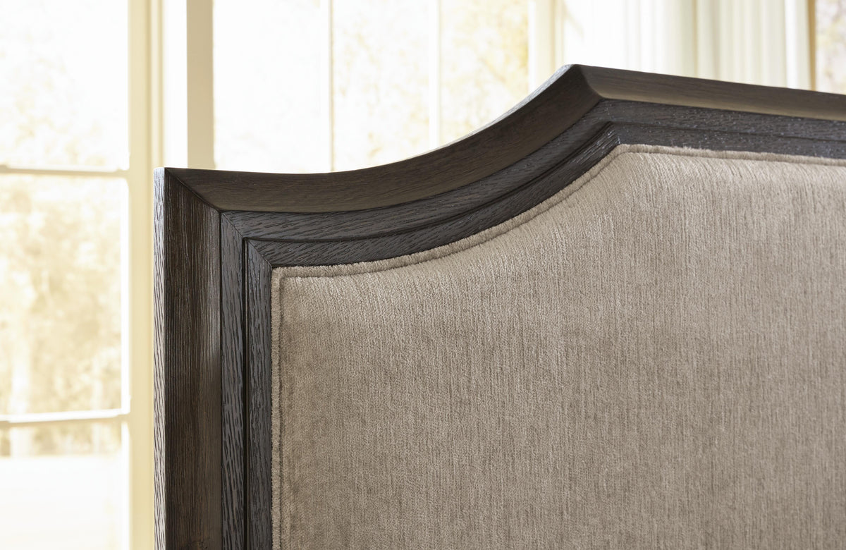 Wickenger Dark Brown King Upholstered Panel Bed
