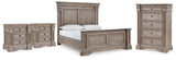 Blairhurst Light Grayish Brown King Panel Bed, Chest and 2 Nightstands