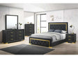 Pepe Black & Gold Upholstered Panel Bedroom Sets - Ornate Home