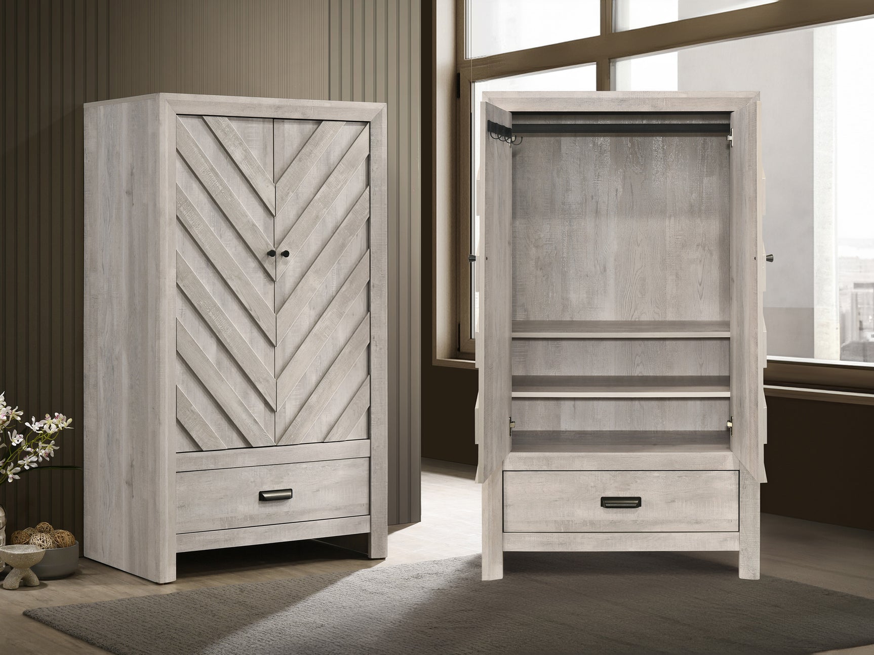 Valor Antique White Armoire