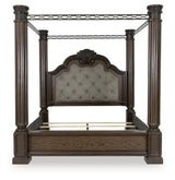Maylee Dark Brown King Poster Bed and 2 Nightstands