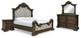 Maylee Dark Brown California King Panel Bed, Dresser, Mirror and Nightstand (Online Special Price)