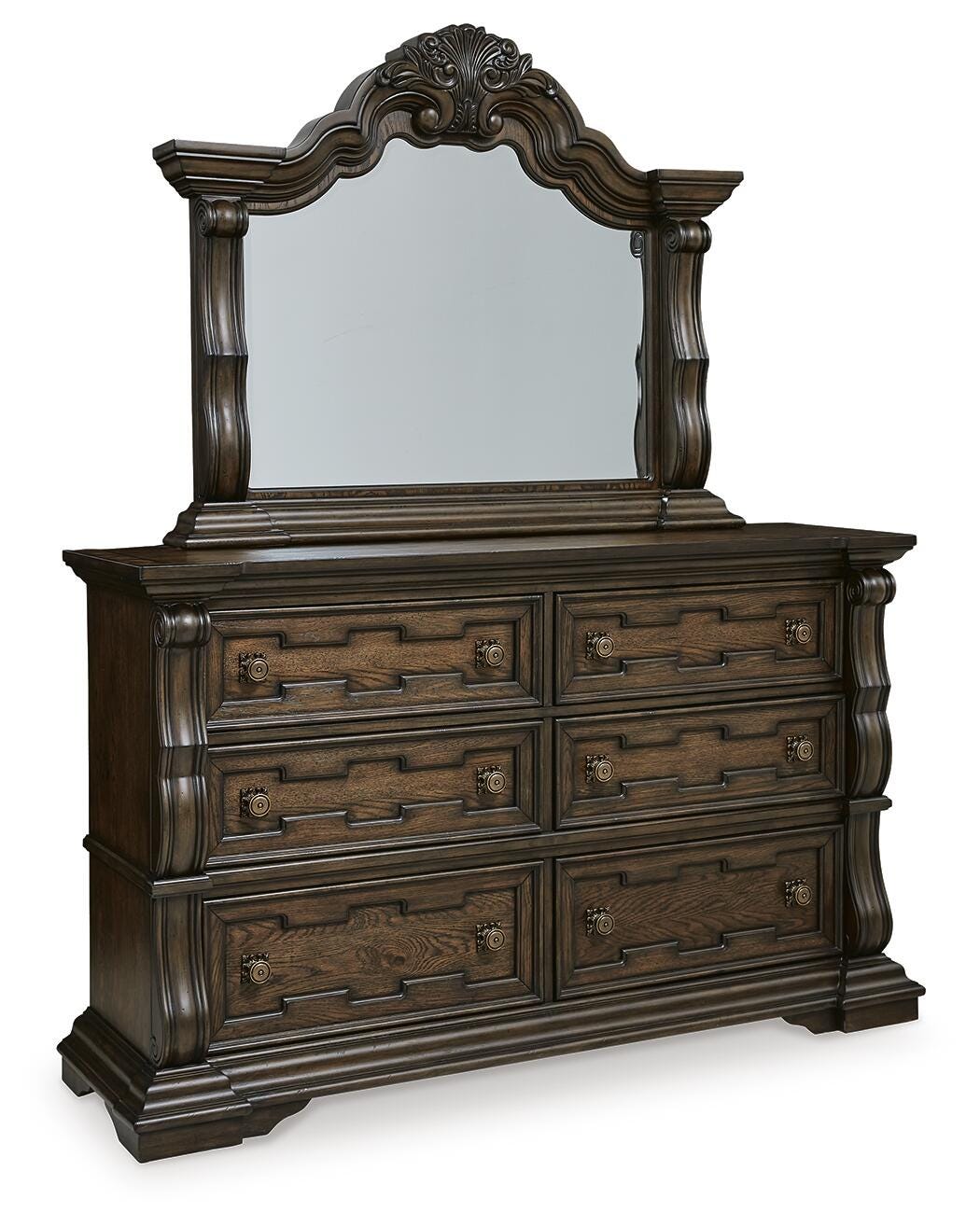 Maylee Dark Brown King Panel Bed, Dresser, Mirror, Chest and Nightstand (Online Special Price)