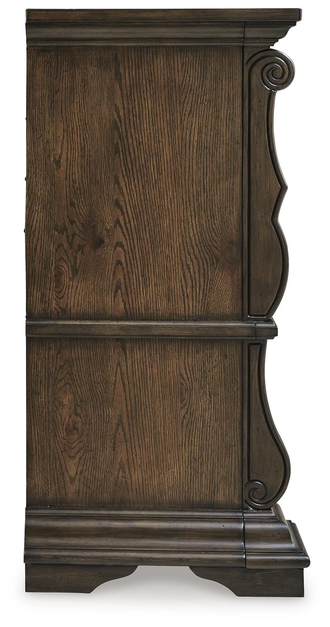 Maylee Dark Brown King Upholstered Panel Bed and Dresser (Online Special Price)