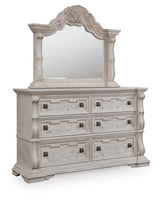 Andonhall Antique White Dresser and Mirror