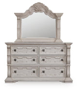 Andonhall Antique White Dresser and Mirror