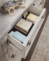 Andonhall Antique White Dresser and Mirror