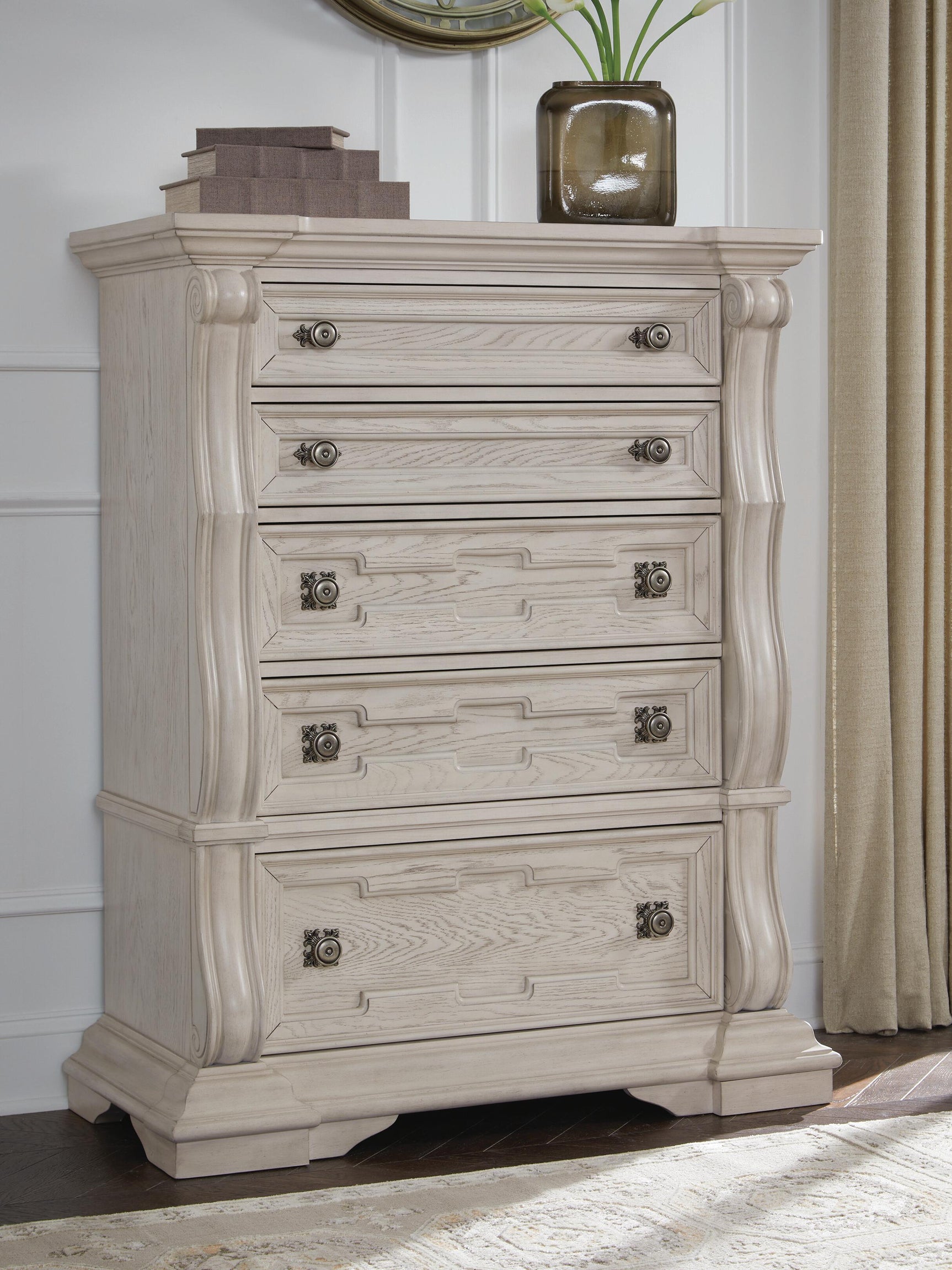 Andonhall Antique White Chest of Drawers