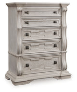 Bruchandi Antique White Five Drawer Chest - Ornate Home