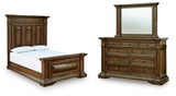 Frantanna Brown Queen Panel Bed, Dresser and Mirror