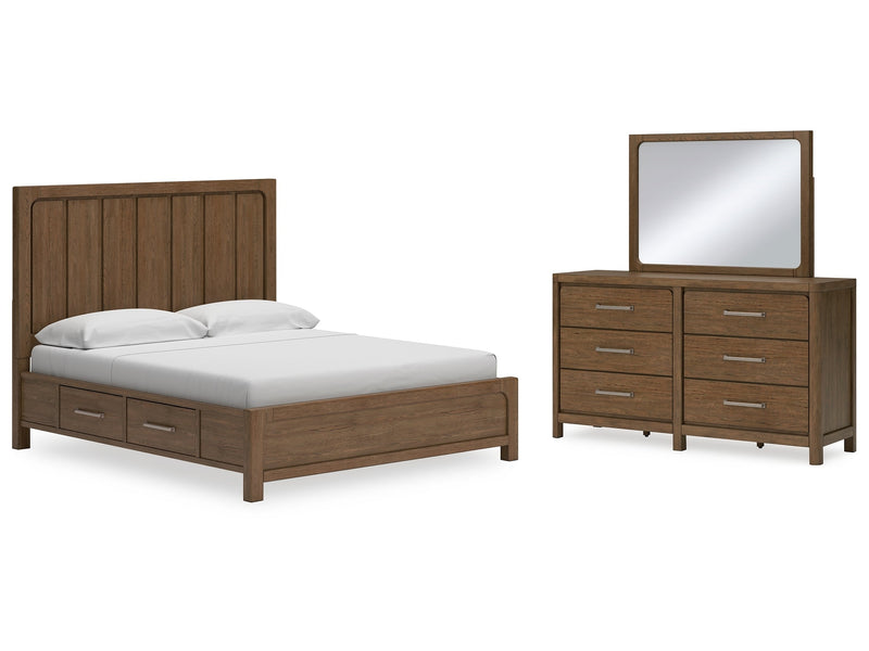 Cabalynn California King Panel Bedroom Set with Storage, Dresser and Mirror - Ornate Home